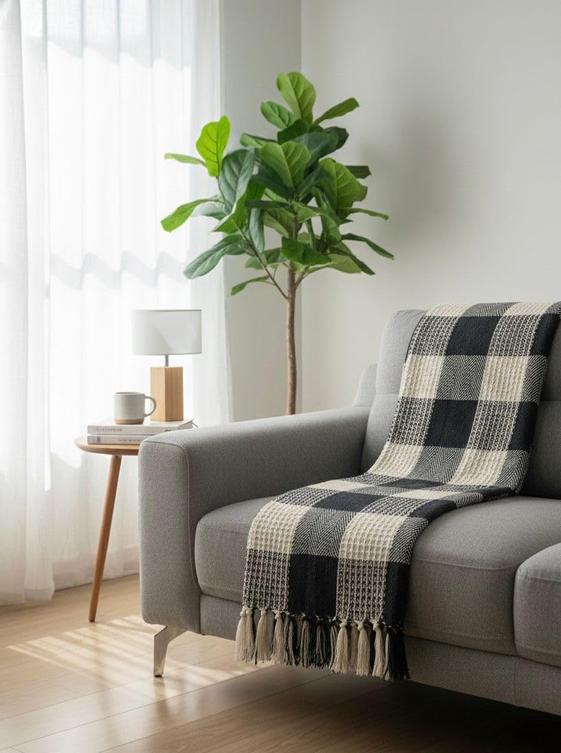 Cozy Zigzag Beige Throw Blanket - Soft Cotton -5 Cozy Zigzag Beige Throw Blanket - Soft Cotton -5