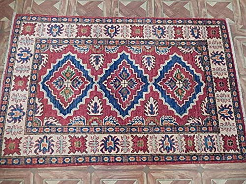 3' X 4' Kazak Shirvan Reproduction Carpet Older Motifs Hand Knotted Area Rug #TOP4