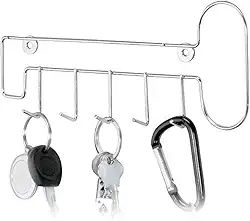 Porta Chaves Suporte Cromado com 5 Ganchos Decoração Organização Casa