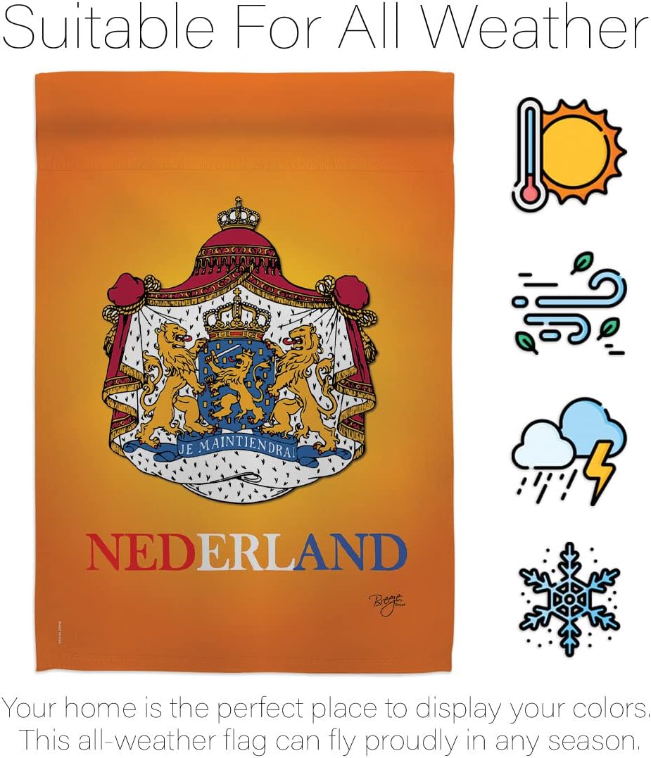 Breeze Decor G158094 Netherlands/Dutch Flags of The World Nationality Impressions Decorative Vertical Garden Flag 13" x 18.5" Printed in USA Multi-Color