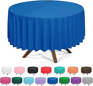 3 Pack Royal Blue Plastic Tablecloth Disposable Round Table Cloth 84 Inch Table Cover for Parties