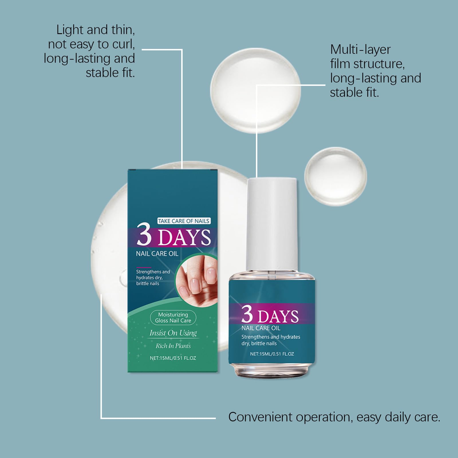 Huile de soin des ongles 3 jours, fortifiante et stimulante pour la pousse, hydratante et nourrissante pour les cuticules, adaptée aux ongles mous et fragiles, soin hydratant intense pour (12PCS)