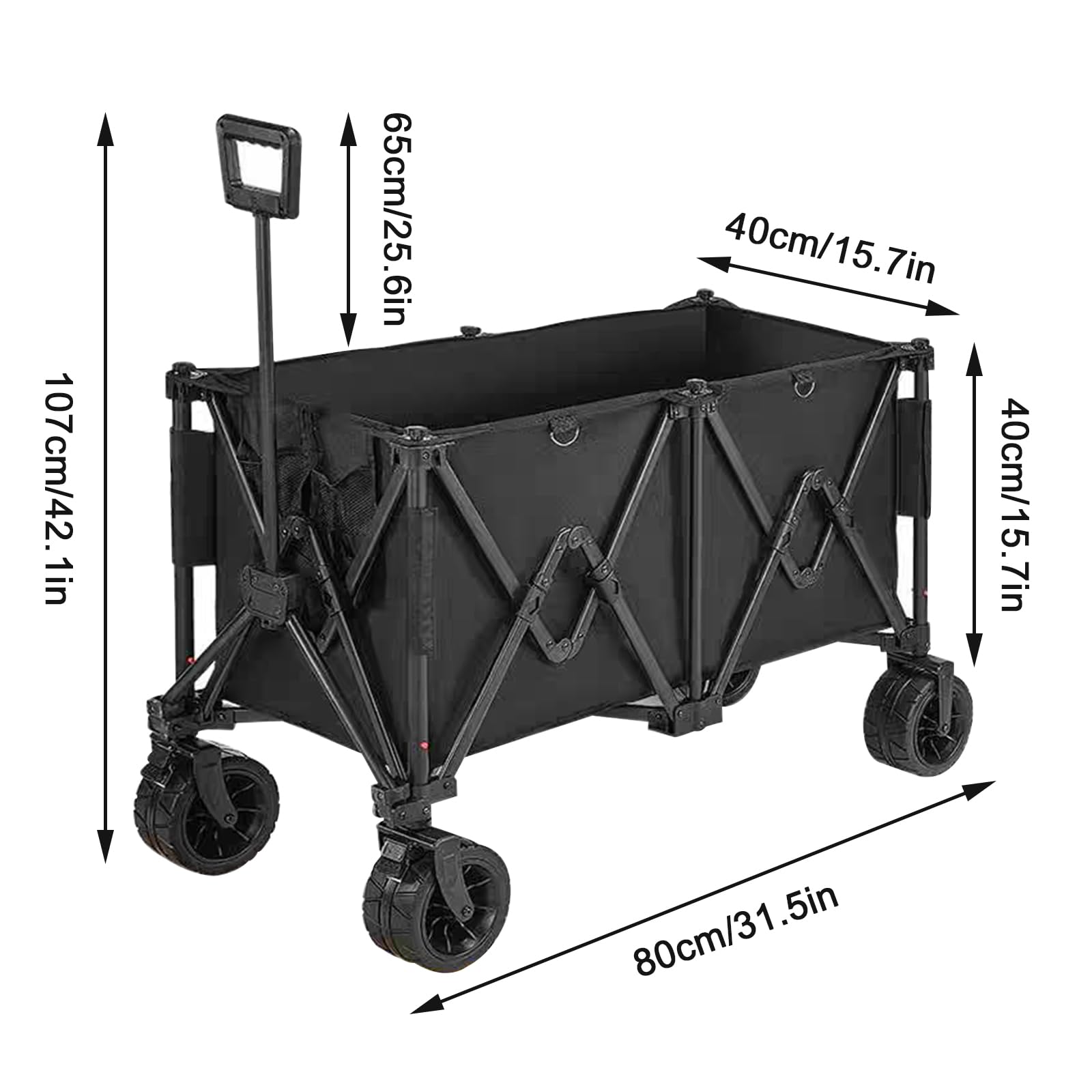 Zusammenklappbarer Faltwagen, Mehrzweckwagen mit Universalrädern und verstellbarem Griff, faltbarer Lebensmittelwagen für Outdoor, Garten, Camping, Einkaufen, Sport