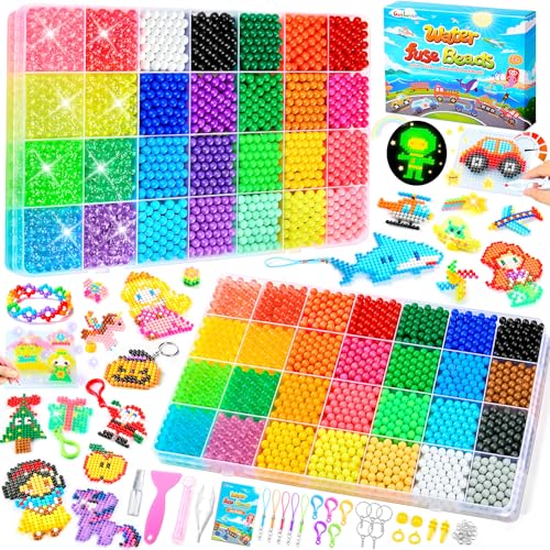 Water Fuse Beads Kit, Glitter and Glow in The Dark...