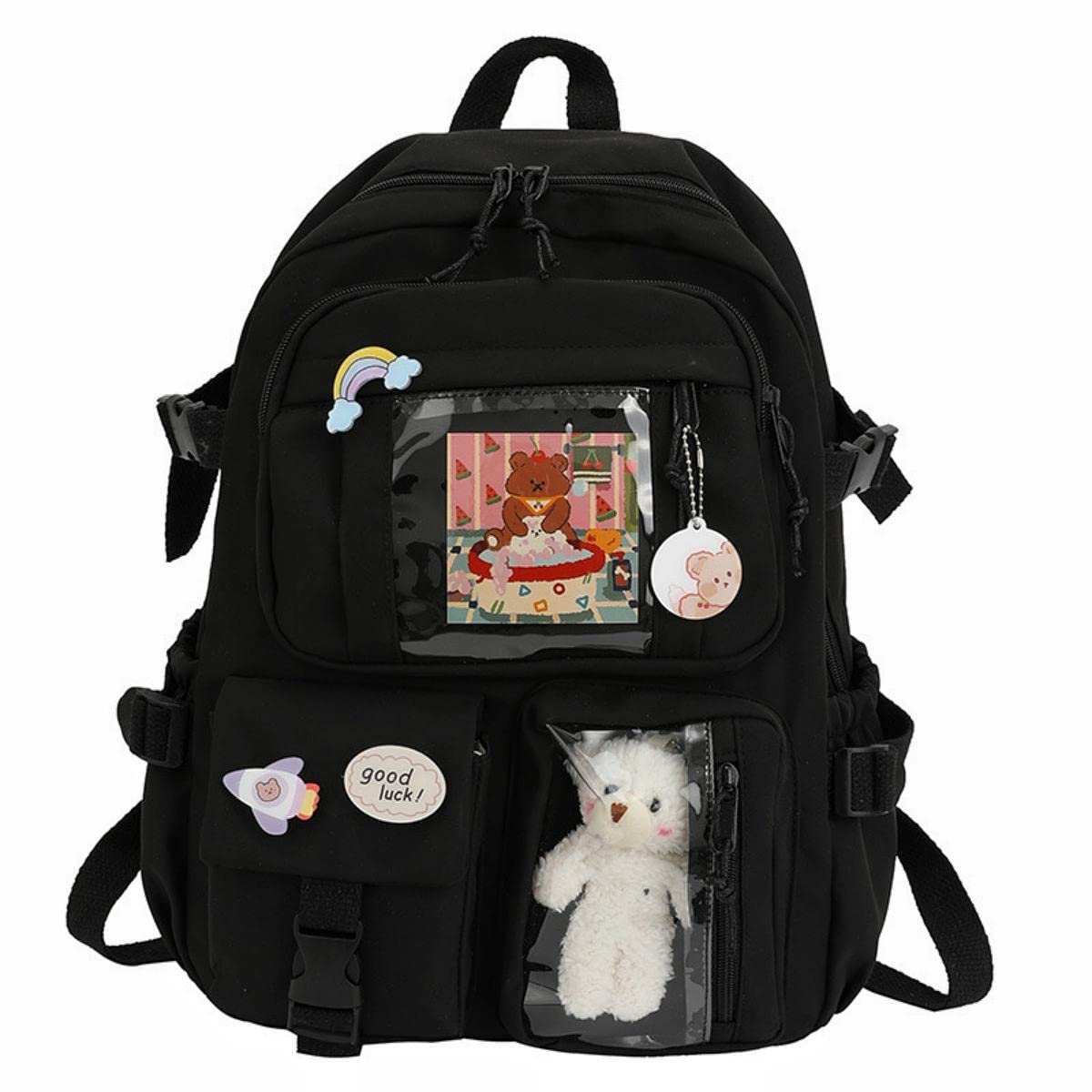 xfopz XForce Plaza Cute Backpacks Waterproof Multi-Pocket Nylon School Backpack for Student Female Girls Kawaii Laptop School Bag-picture-55