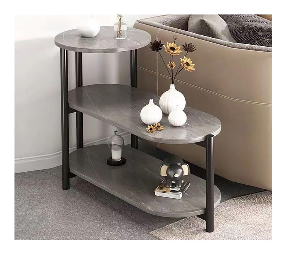 3-poziomowy stolik nocny ze sztucznego marmuru - stylowa szara sofa w kształcie drabiny stolik pomocniczy i prostokątny stolik nocny - nowoczesny stolik kawowy do salonu i sypialni