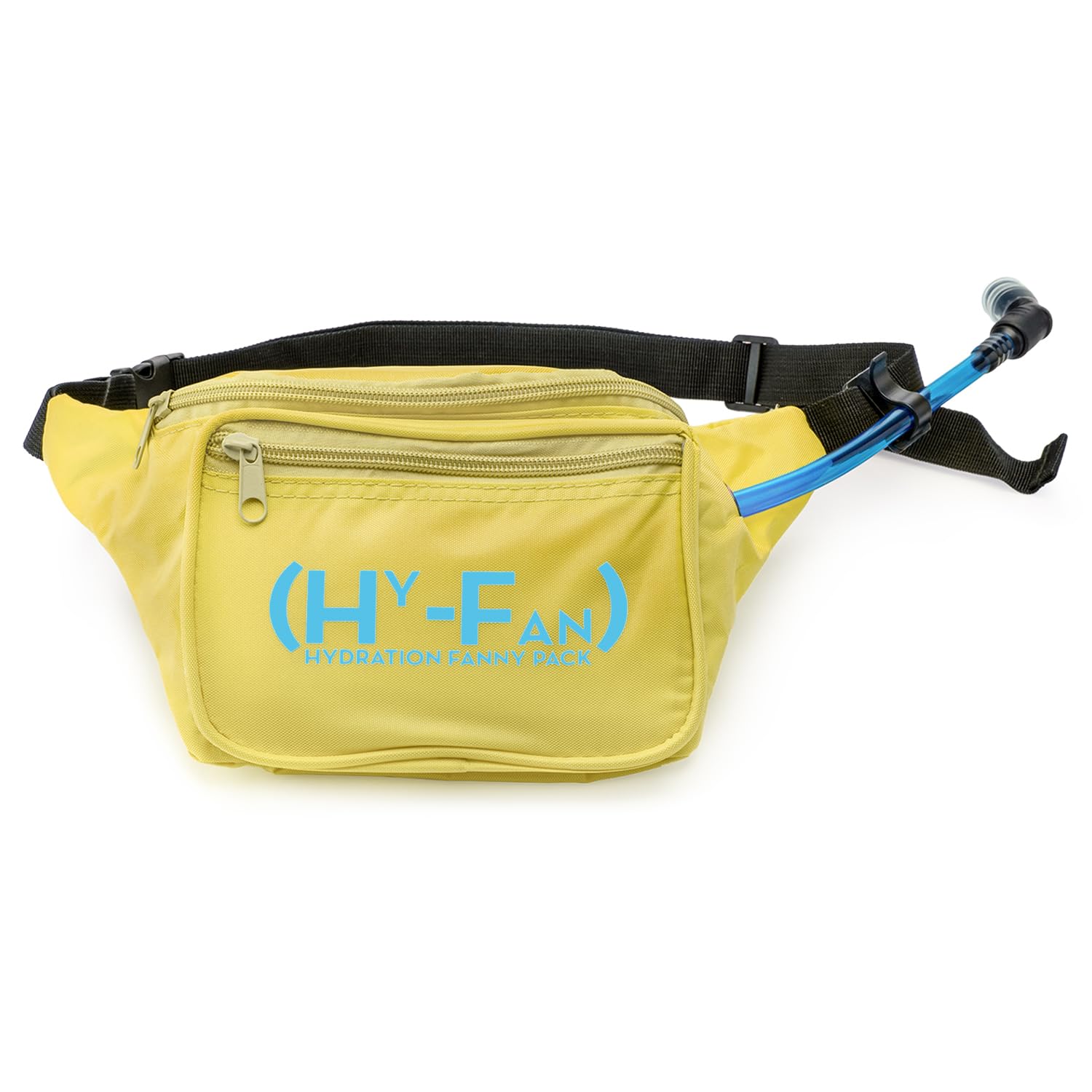 HY-FAN Riñonera de hidratación con vejiga, 17 onzas, sin BPA, diseño manos libres, bolsillos seguros, ideal para actividades atléticas al aire libre, viajes y más, disponible en 6 colores, Amarillo