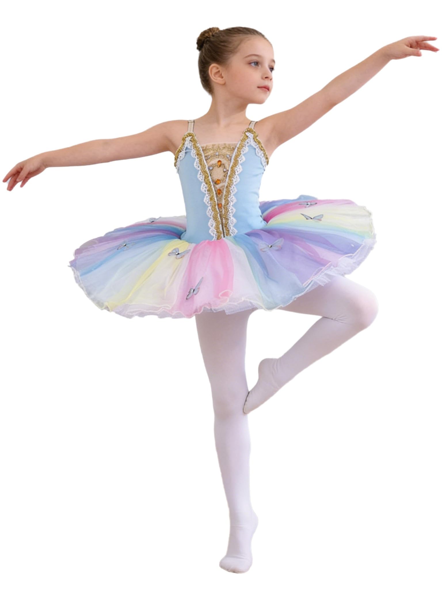 Runhomal Enfants Robe Danse Classique Fille Robe Danse Princesse De Ballet pour Filles Cours De Performance Scène Ballet Tissu voilé