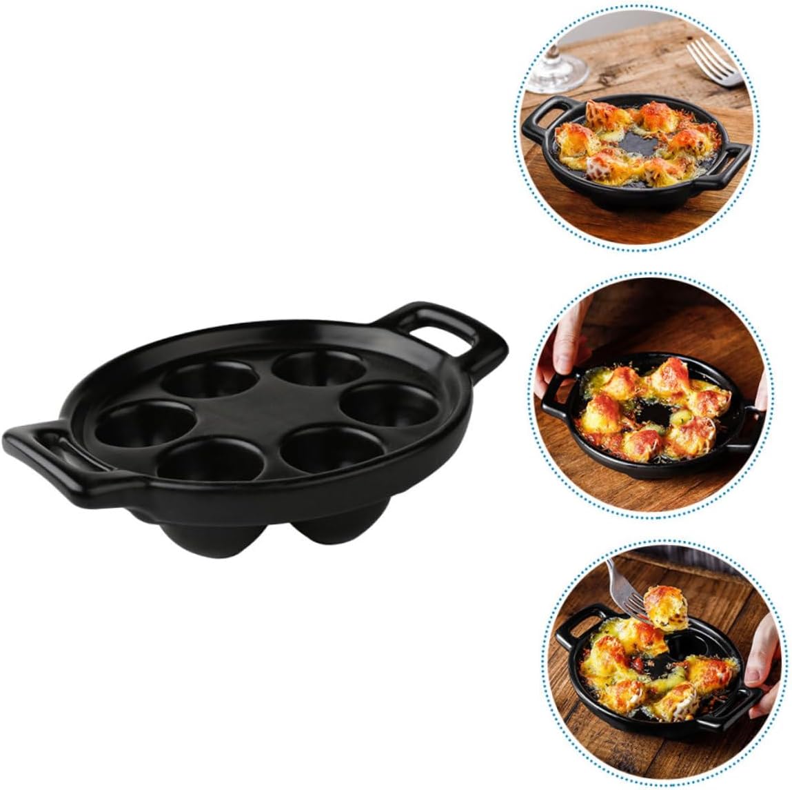 Ciieeo 3pcs Ceramic Escargot Plate Snail Baking Dish Decorative Seafood Serving Tray