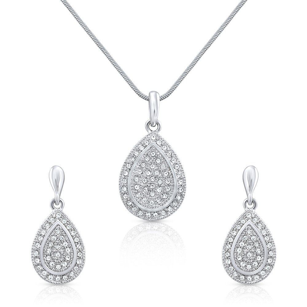 Oviya Rhodium Plated Pendant Set with Crystal Stone for Women NL2101012R (B00HXEIVW0) Amazon Price History, Amazon Price Tracker