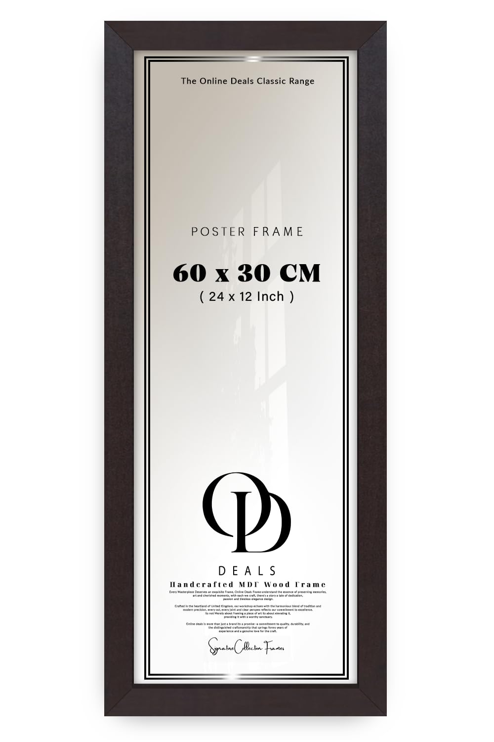 OD Deals 60x30cm (600x300mm) Sophisticated Poster Frame | MDF Solid Build | Secure Metal Clips | Sawtooth Hangers | Classic Elegance | Mahogany