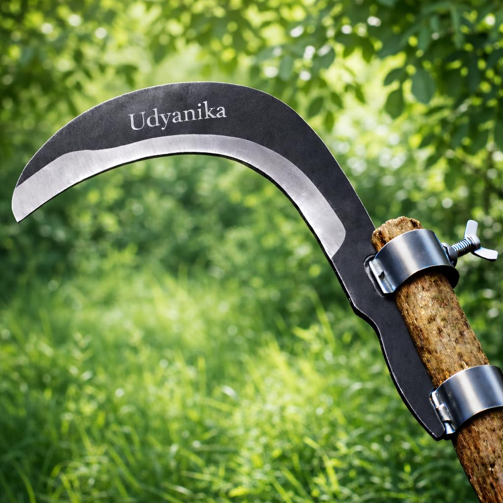 Grass Sickle Cutter Head | Heavy Coconut Plucker with Adjustable Handle Clamp | Razor- Sharp Metal Blade for Tree Branches, Grass, Weeds, Gardening | Multipurpose Agricultural Hand Tool-picture-38