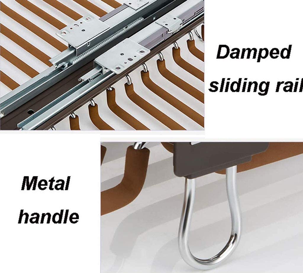 Perchas para pantalones, estante extraíble para pantalones con 22 rieles y soporte para pernos, ahorro de espacio en el armario con amortiguador para organizar y maximizar la eficiencia de
