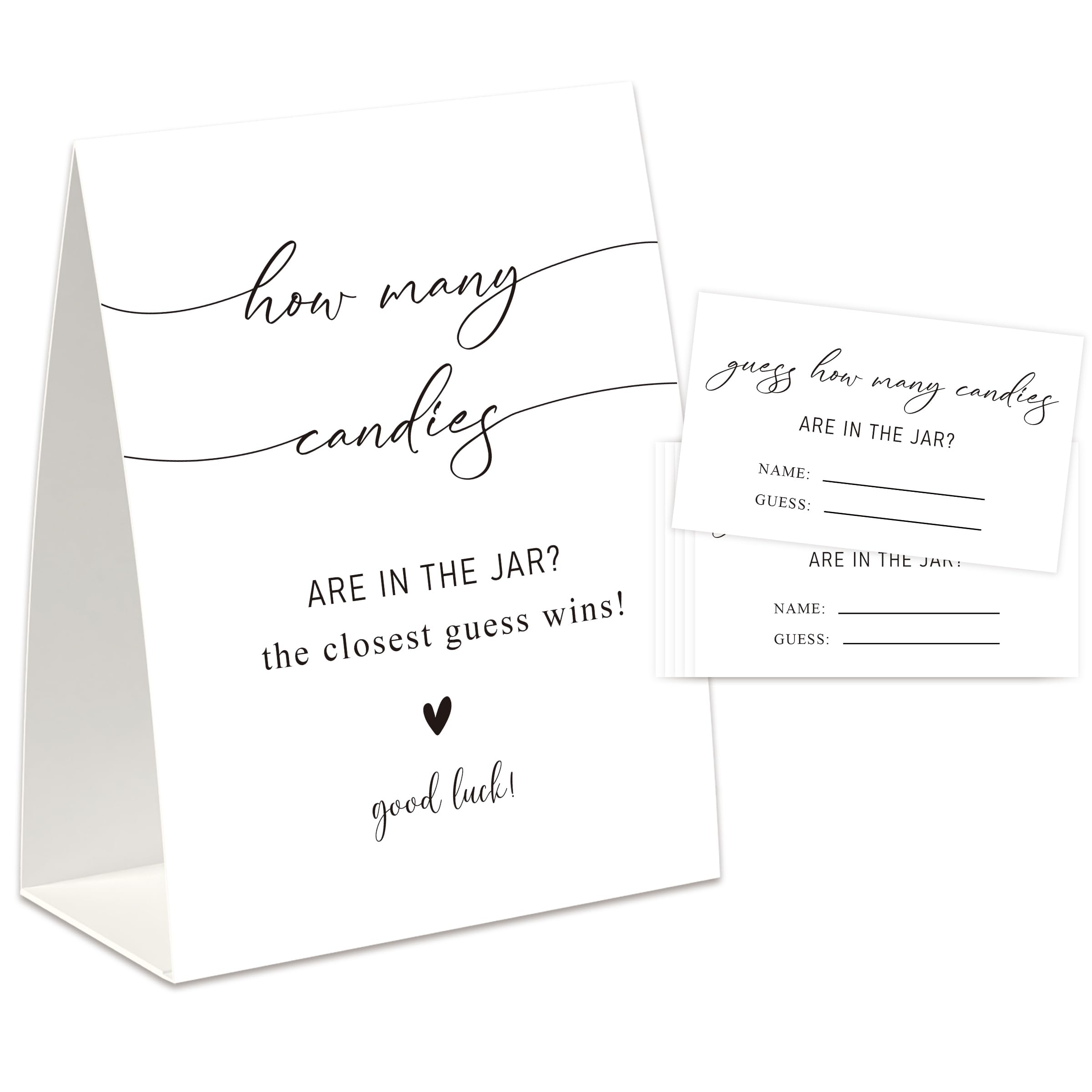 UHADRE How Many Candies Game(One Sign with 50 Cards),Baby Shower Games, Bridal Shower Games, Minimalist Baby Shower, How Many Cards, Candy Guessing