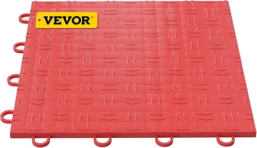 Miniatura 8 de VEVOR Azulejos de garaje entrelazados, 50 piezas rojas de 12 x 12 pulgadas, azulejos de piso de garaje con placa de diamante antideslizante que