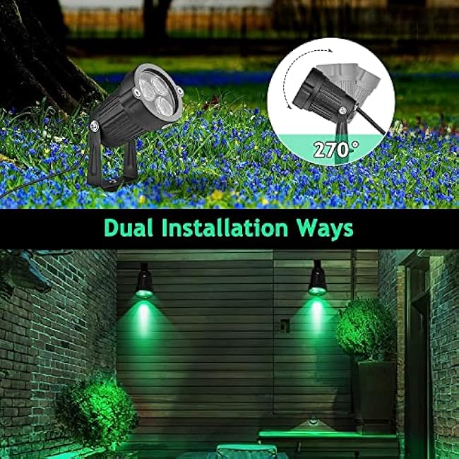 OurLeeme Spot Lights Outdoor - 3W LED Lawn Garden Flood Light Waterproof Landscape Lighting Low Voltage Landscape Lights Spotlights for Yard Green Light AC 85-265V
