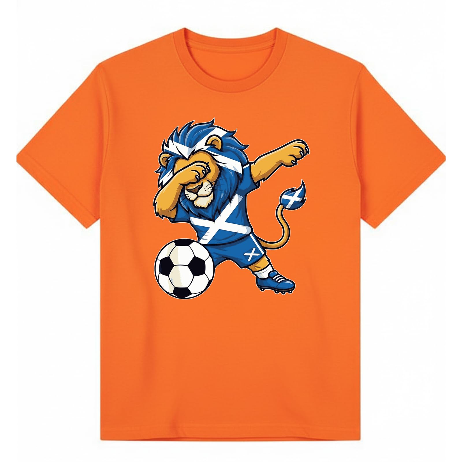 Scottish Lion Soccer Sports Football Boys Kids Graphic T-Shirt Novelty Retro Soccer Fan Tee Heritage Sports Apparel Gift Orange 9-11Y