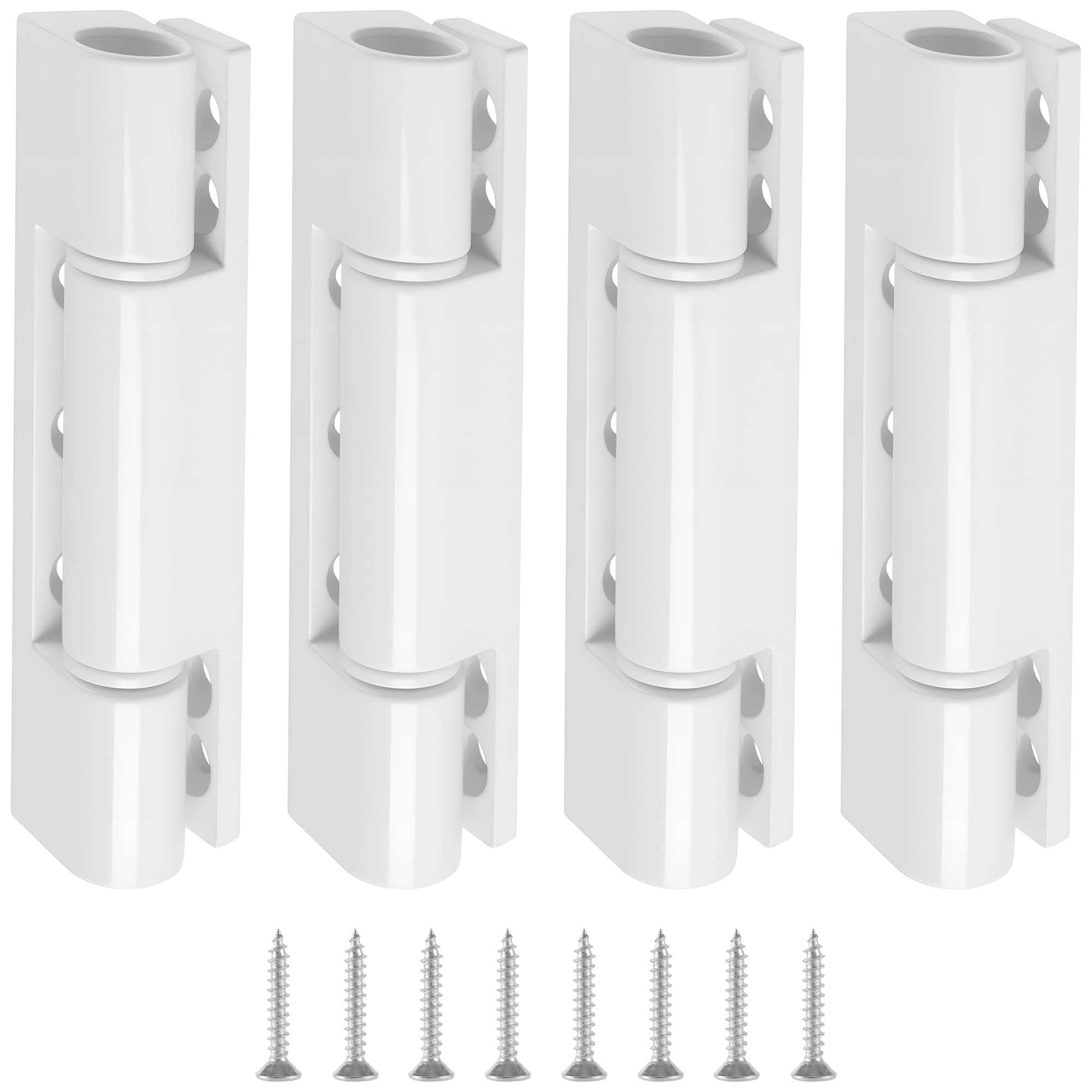 MAKTSAM 4 Pcs White UPVC Door Flat Butt Hinges 100mm, Adjustable Hinge for Double Glazed Doors