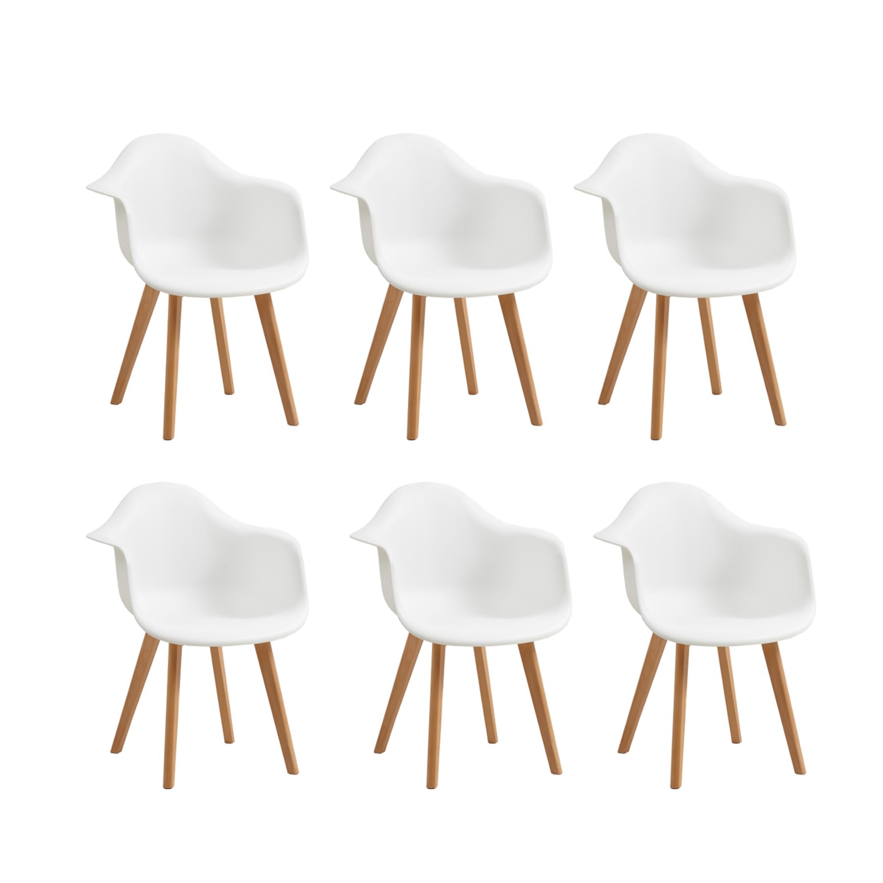 Juego de 6 Sillas de Comedor Modernas, Sillones de Plástico Moldeado para Salón, Dormitorio, Cocina, Comedor, Sala de Espera (Blanco)