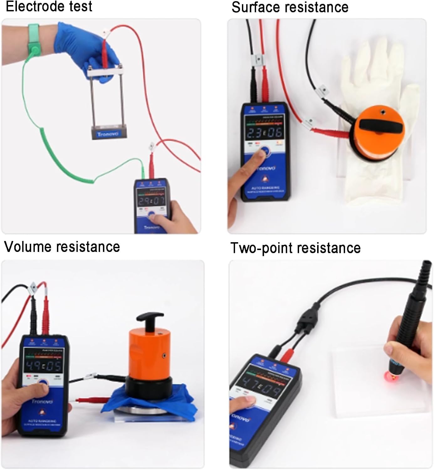 Misuratore Di Resistenza Superficiale, Tester Di Resistività Antistatica, Con 2 Martelli Pesanti, Puntali Prova, Display Lcd, Selezione Automatica Della Portata, Per Rivestimenti, Pellicole