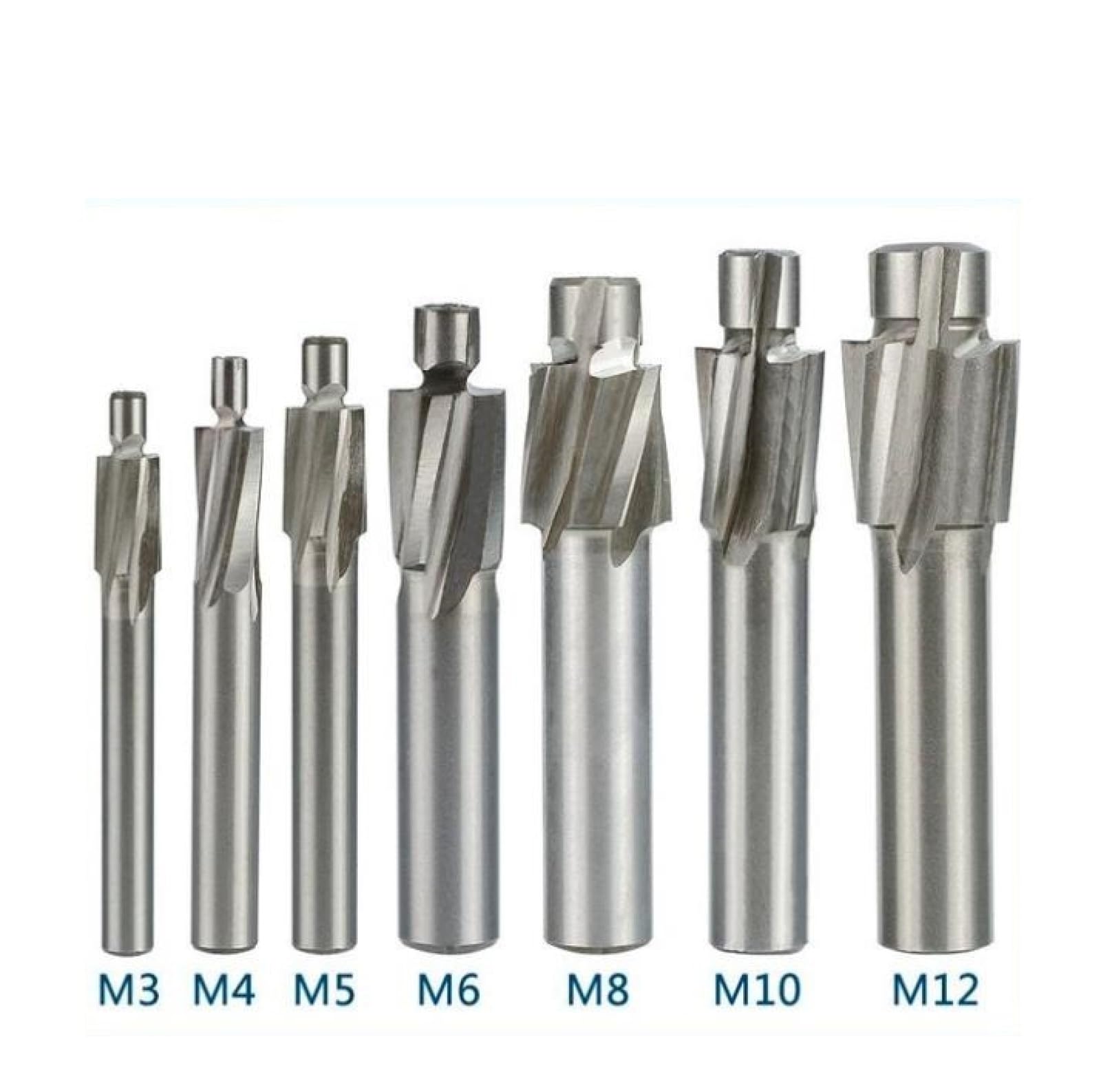 Fresa Per Svasatura Pilota Per Utensile Per Scanalatura Pilota HSS A 4 Denti, Fresa Per Svasatore,Set Da 7 Pezzi