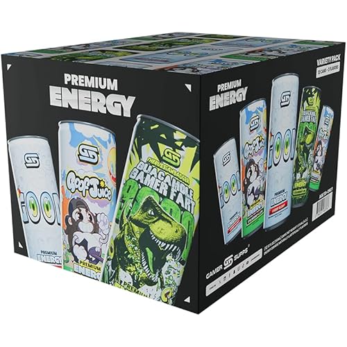 Gamer Supps GG® Premium Energy - 24 Can Variety Pack - Nootropic, Carbonated Caffeine + Vitamins, Energy Drink