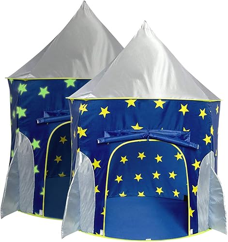 Miniatura 2 de Magictent - Tienda de campaña para niños en forma de cohete juguetes de naves espaciales tienda de campaña para astronautas para niños regalos