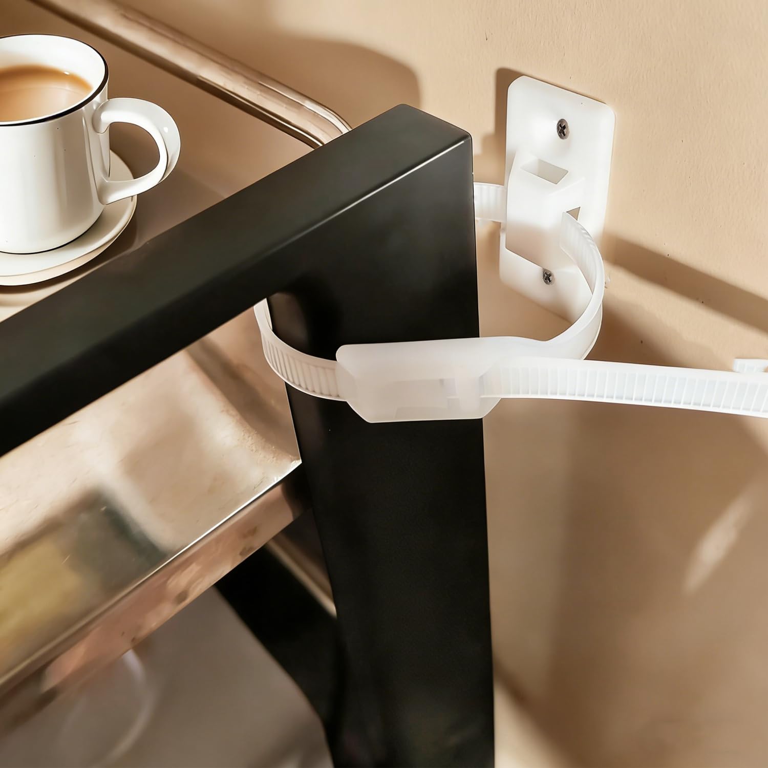 Lot De 6 Ancrages De Sécurité Meubles Avec Sangles Et Verrou - Fixation Murale Anti-Basculement