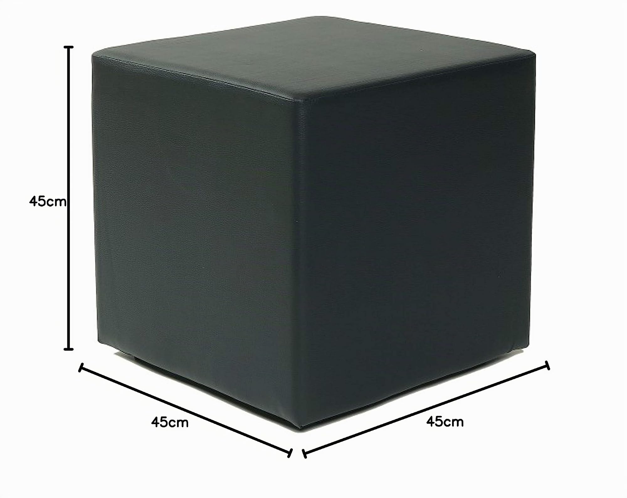 Design Sitzwürfel Kubus I Kunstleder Hocker 45x45x45 cm modern in schwarz
