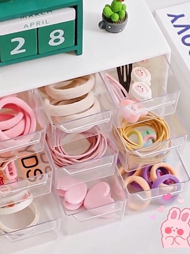 2 Boîtes De Rangement à Tiroirs Transparents - 9 Cases Amovibles - Pour Bureau, Cosmétiques, Outils