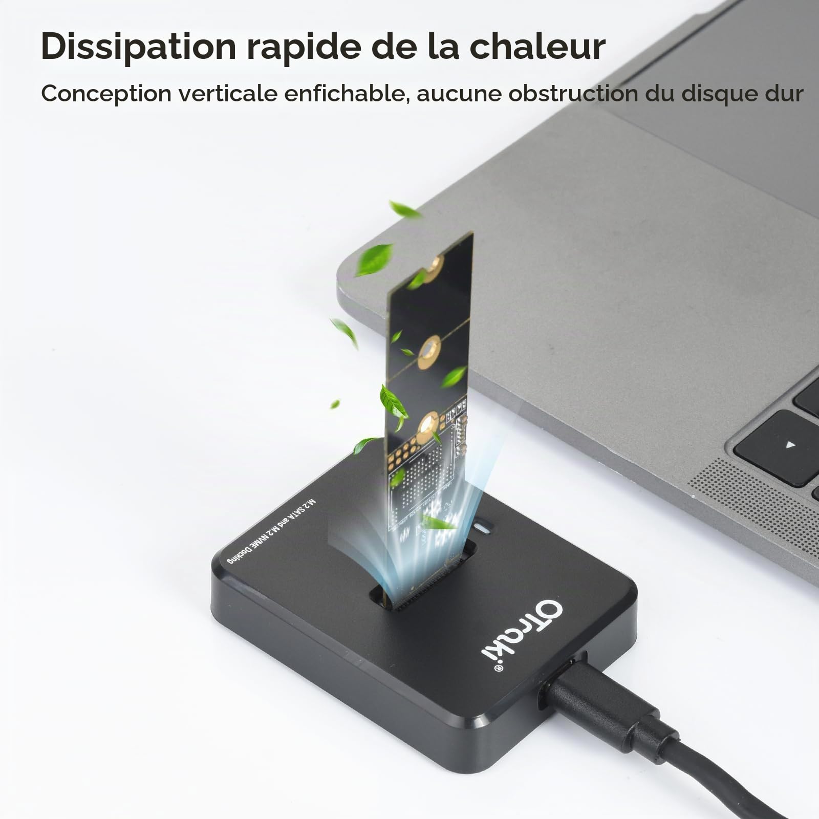 OTraki Station d'accueil M.2 NVMe & SATA, USB 3.1 Gen 2 10Gbps Adaptateur USB NVMe pour Clé M-Key B&M-Key, Adaptateur Double Protocole M2 Boîtier SSD pour 2230 2242 2260 2280 SSDs