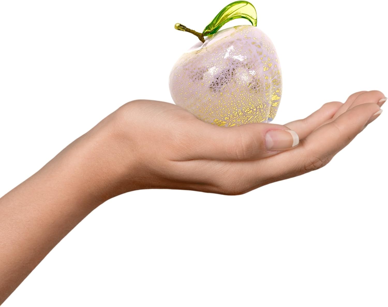 Murano Glass Apple Fruit Decor Figurine, Pink Opaque, 3" Tall, Glass Decor, Fake Fruit, Blown Glass Decor, Glass Art, Apple Decor, Paperweight, Artificial Fruit, Hand Blown, Made In Italy