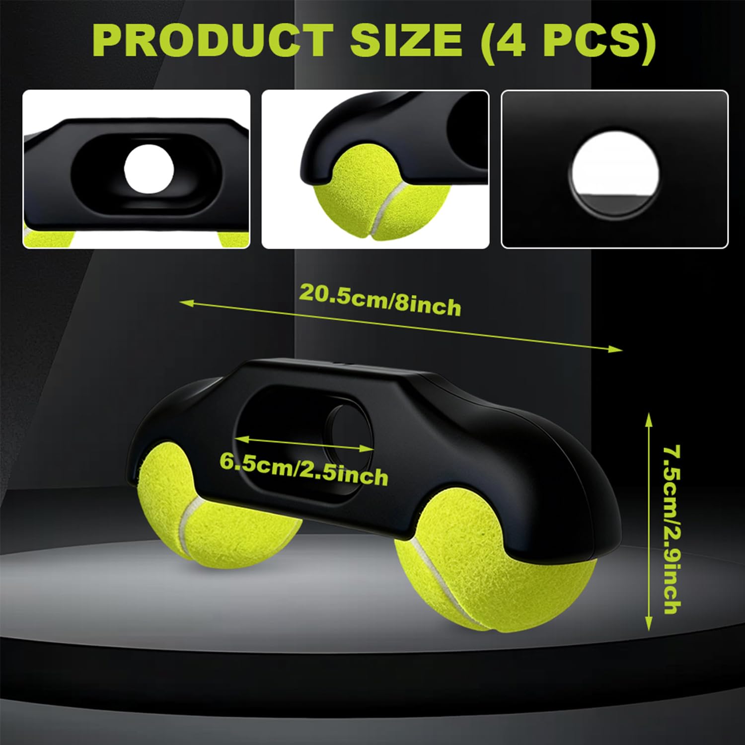 4 Stück Rocker Plate Feet, Indoor Cycling Snap Rocker Feet Adapter, Wippplatten-Fahrradtrainer, Tragbarer Cycling Tennisbälle Fußadapterr, für Wahoo Kickr Core Rollentrainer, Mit 8 Tennisbällen