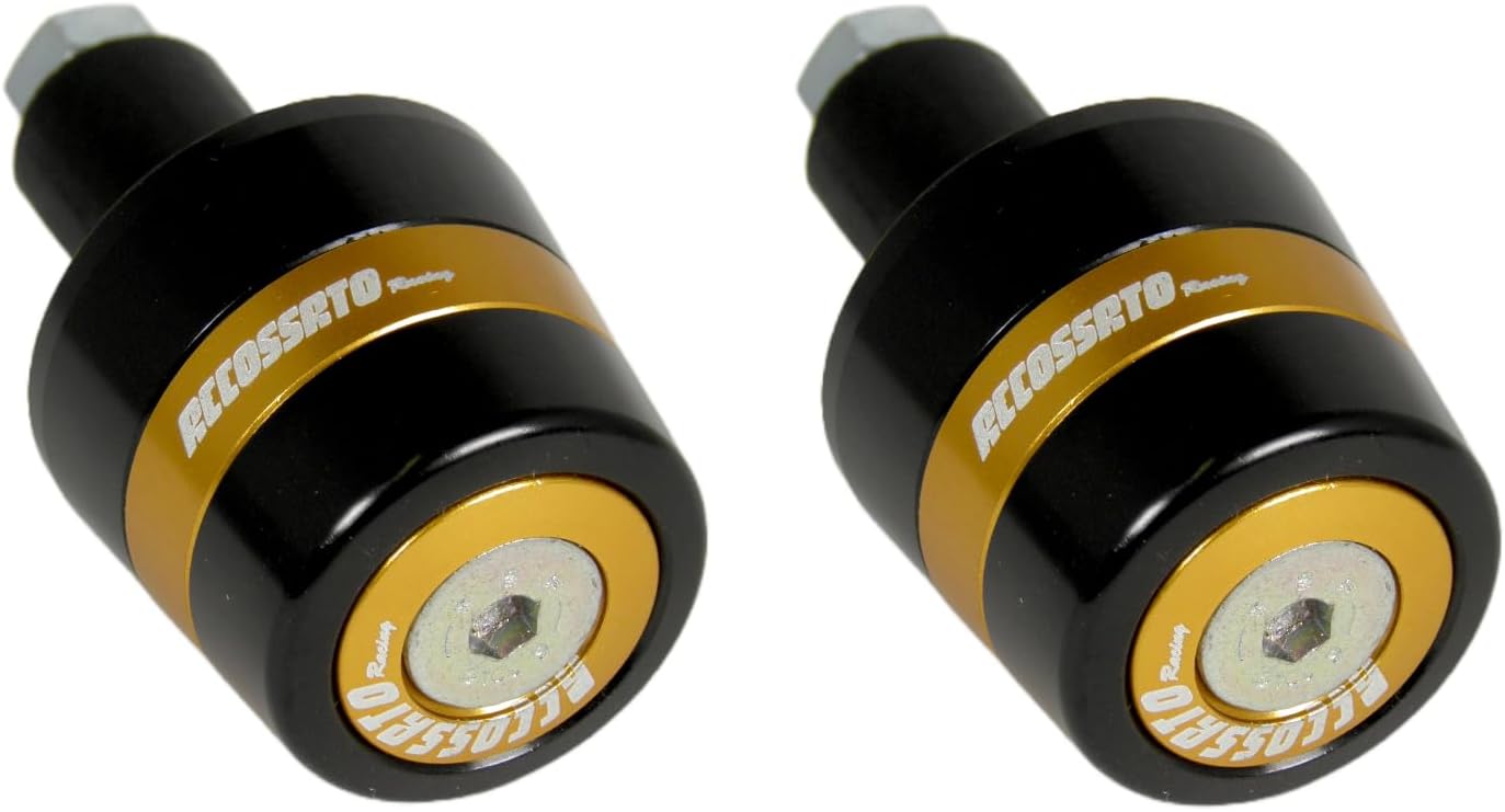 ACCOSSATO Pair of Counterweights with Gold Insert for Handlebars with Inner Hole from 12mm to 20mm for Suzuki Gz 125 Marauder 2008 to 2010 (CC 125)
