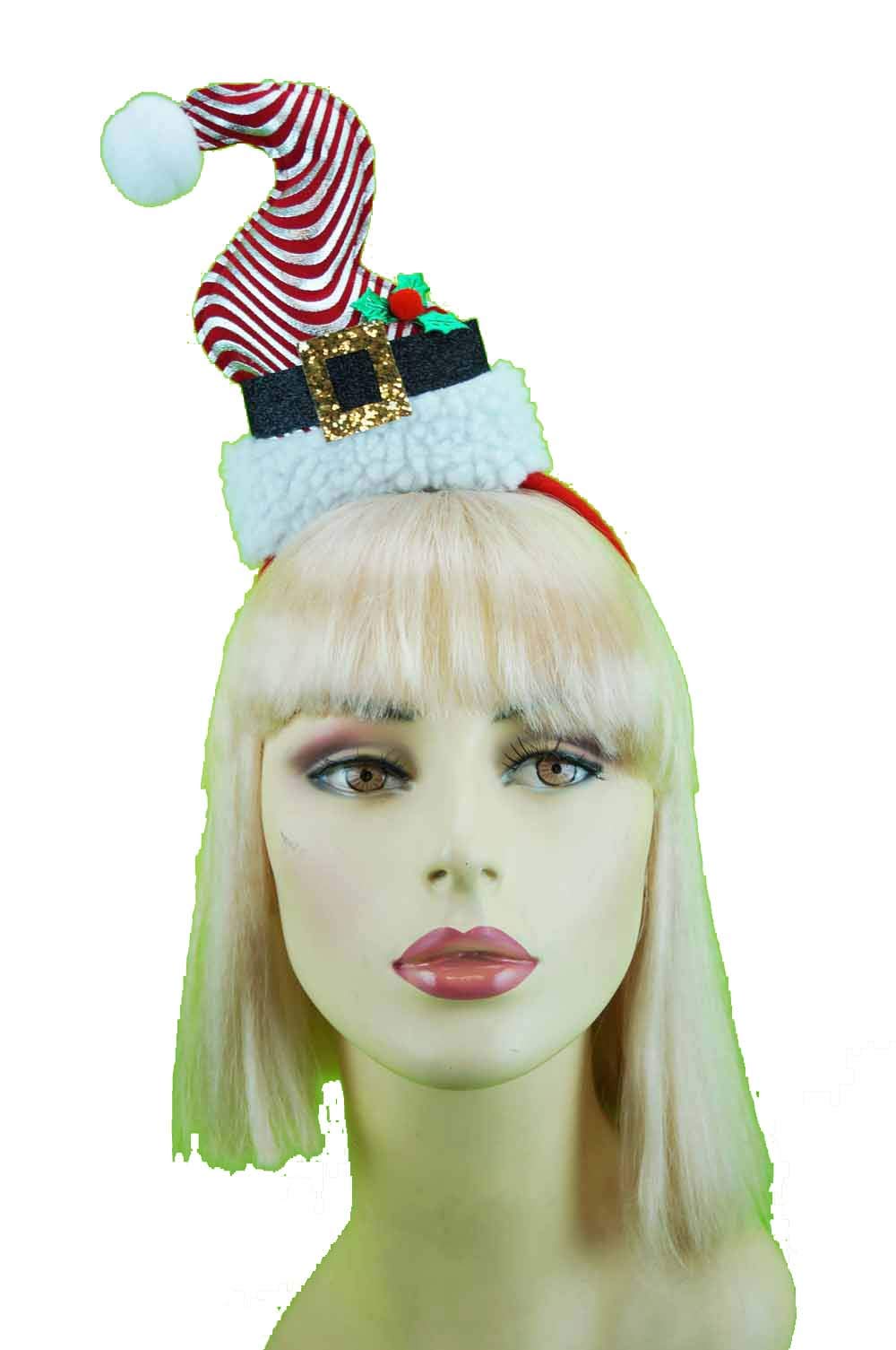 Bauer PacificImports 17756 Metallic Striped Santa Hat Headband, Standard Size, Multicolor