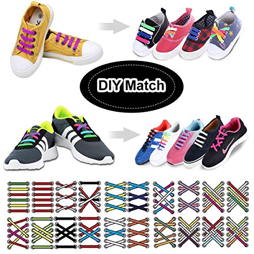 Image of No Tie Shoelaces for Kids Adults, Elastic Silicone Shoe Laces for Sneakers