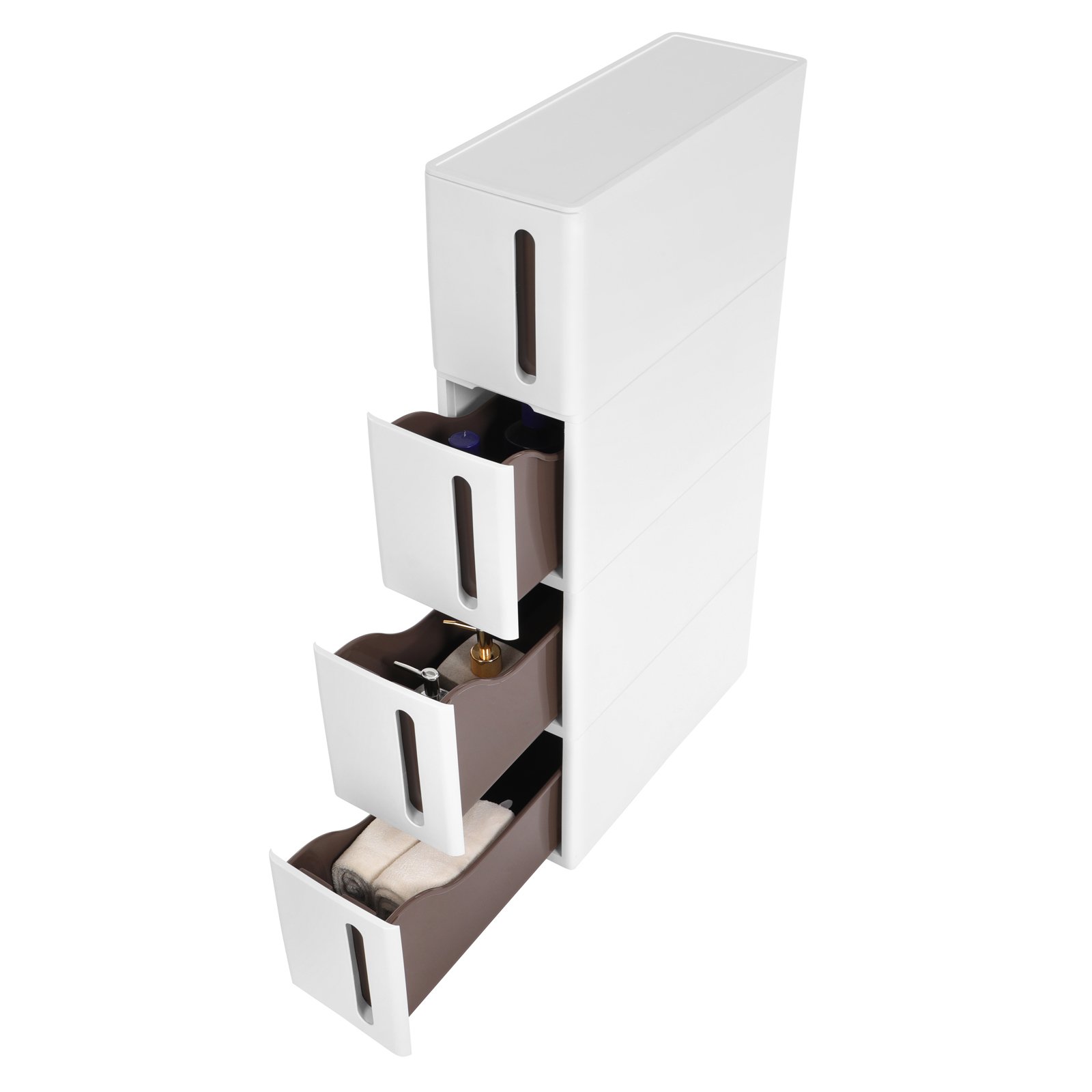 Buy SONGMICS Plastic Storage Drawers, Narrow Storage Trolley on Wheels, 4Drawer Storage Unit