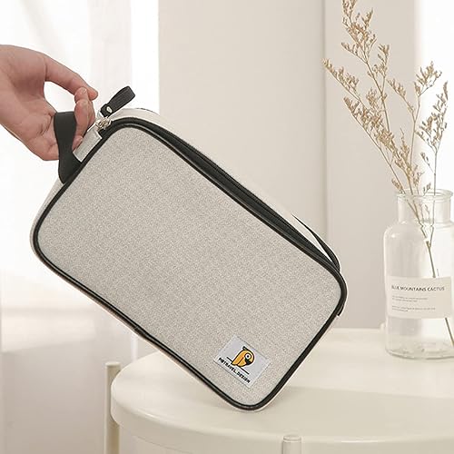 Miniatura 8 de cirea Minimalismo Bolsa de cosméticos portátil de gran capacidad para mujeres Bolsa de maquillaje de viaje con asa Bolsa de cuidado de piel blanca,