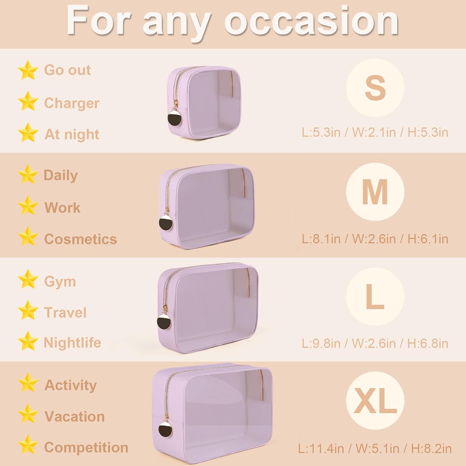YOPCDJ 4PCS Clear Makeup Bag Set, Waterproof TPU Purse Organizer Pouches, TSA Approved Toiletry Bag, Diaper Bag Organizer Pouch, Travel Organizer Bags for Women and Kids