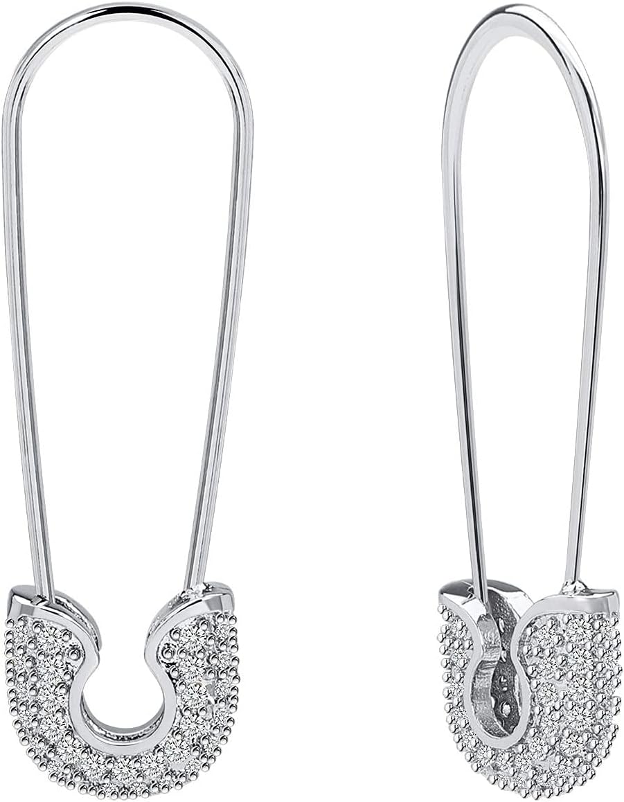 Safety Pin Earrings for Women Silver Gold-Plated Hoop Pin Earrings for Women