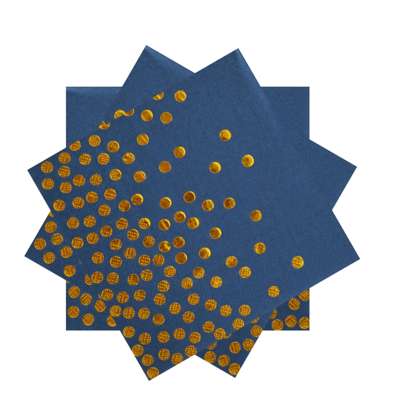 50PCS Blue & Gold Party Napkins - Navy Blue, Eco-Friendly, 33x33cm, Navy Blue-50PCS, 33 centimeters x 33 centimeters - Image 2
