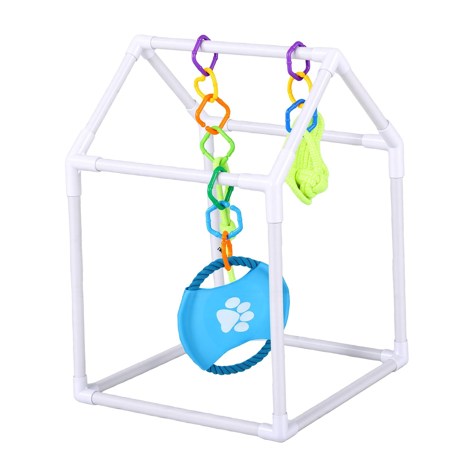 POENVFPO Gimnasio de Juegos para Perros Pequeños con Juguetes Colgantes, Centro de Actividades Interactivo para Cachorros para Juegos de Mascotas en Interiores