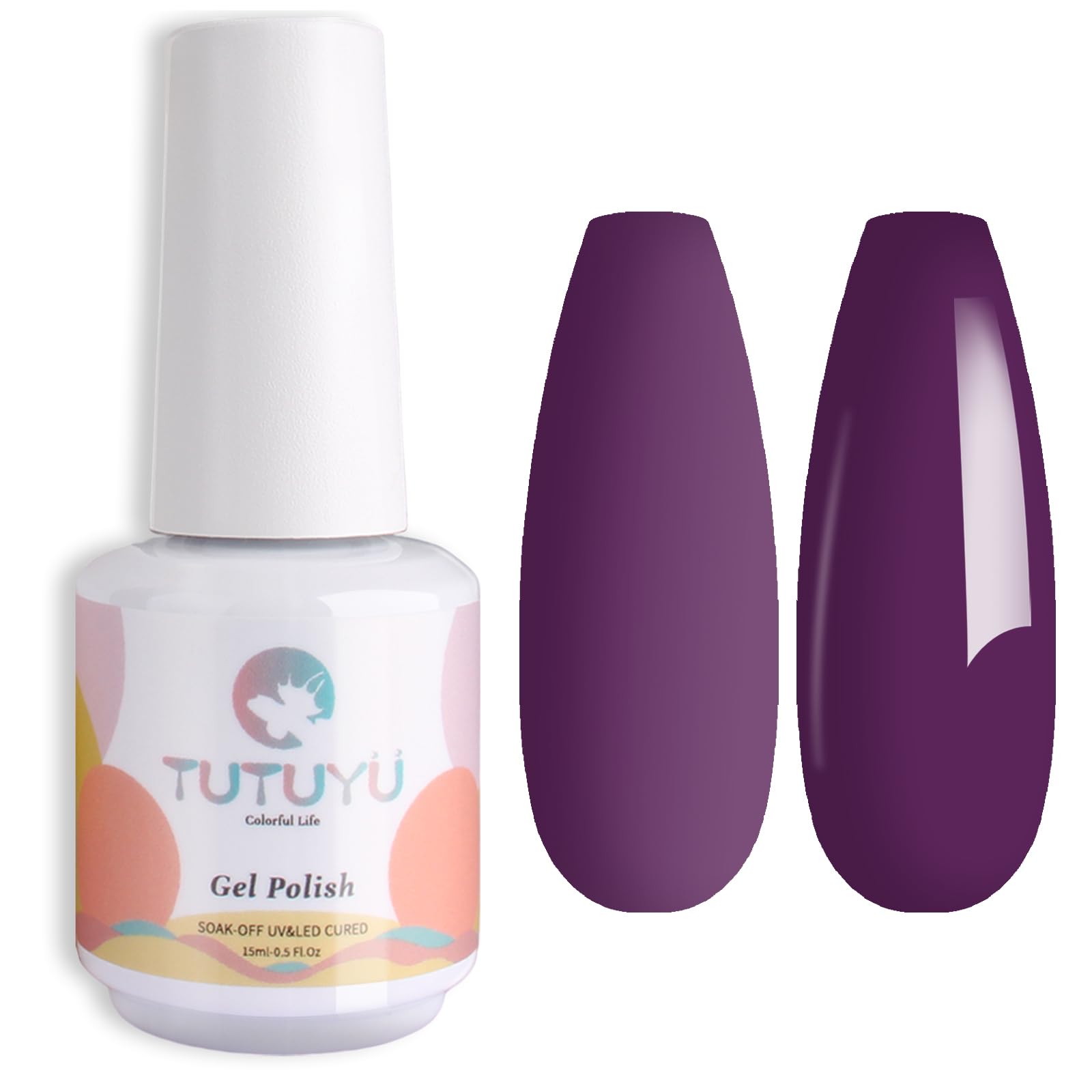 Amazon.com: TUTUYU Dark Purple Gel Nail Polish, 0.51 Fl Oz UV/LED