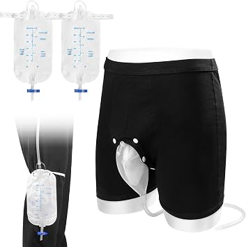 Wearable Urinals for Men, Silicone External Urine Bags with Non-Woven Lining, Portable Spill Proof Male Urine Collection Bags for Elderly Care500ml*2-XL
