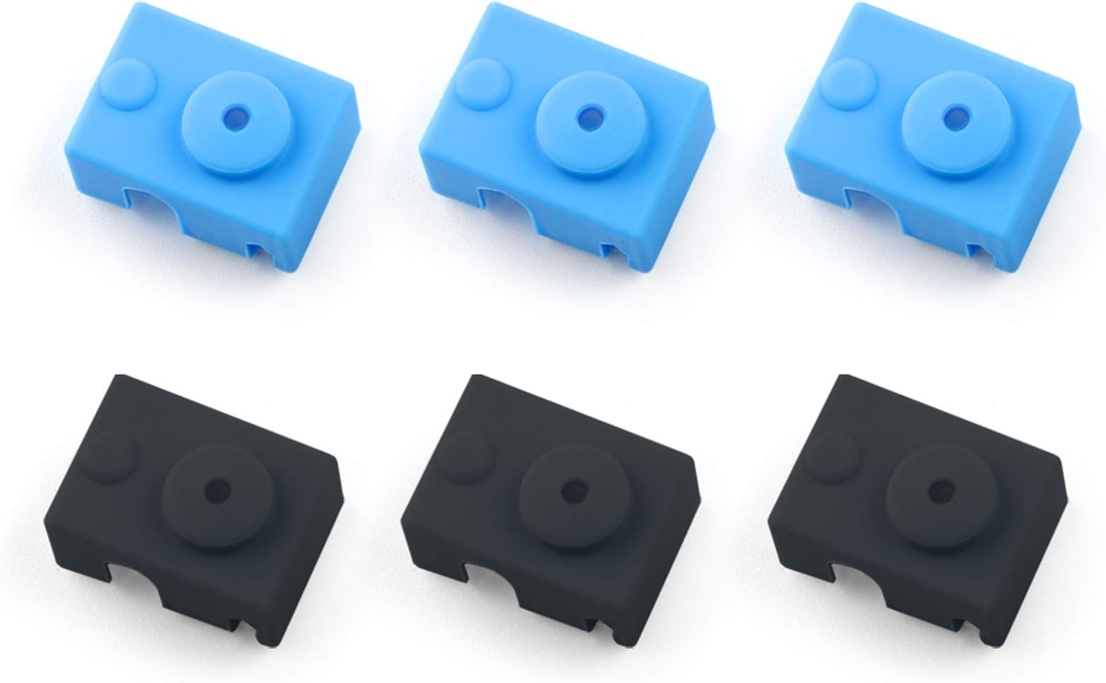 6 PCS Silicone Socks 3D Printer Heater Block Silicone Cover for E3D V6 PT100 Heater Block(Blue and Black)
