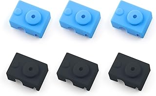 6 PCS Silicone Socks 3D Printer Heater Block Silicone Cover for E3D V6 PT100 Heater Block(Blue and Black)