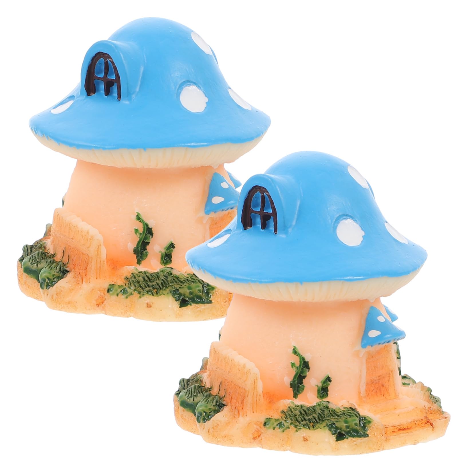 Mikikit 2 Pcs Mushroom House Ornaments Durable Decorative Simulation for Pet Boxes Micro Landscapes Stylish Crawling Pet Supplies Natural Beautiful Design
