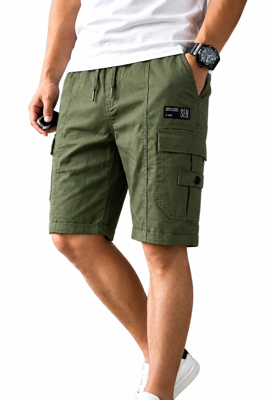 Minimal Cargo Shorts for Men | Soft Cotton Everyday Shorts | Smart Casual Lightweight Shorts for Summer-image-41