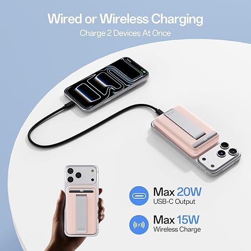 Miniatura 5 de iWALK Qi2 Certified 15W Magnetic Wireless Power Bank, 10000mAh Portable Charger with Adjustable Stand & LED Display, Fast Charging for iPhone