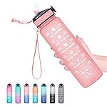 Hyeta 32 oz Water Bottles with Times to Drink and Straw, Motivational Water Bottle with Time Marker, Leakproof, Drinking Sports Water Bottle for Fitness, Gym and Outdoor